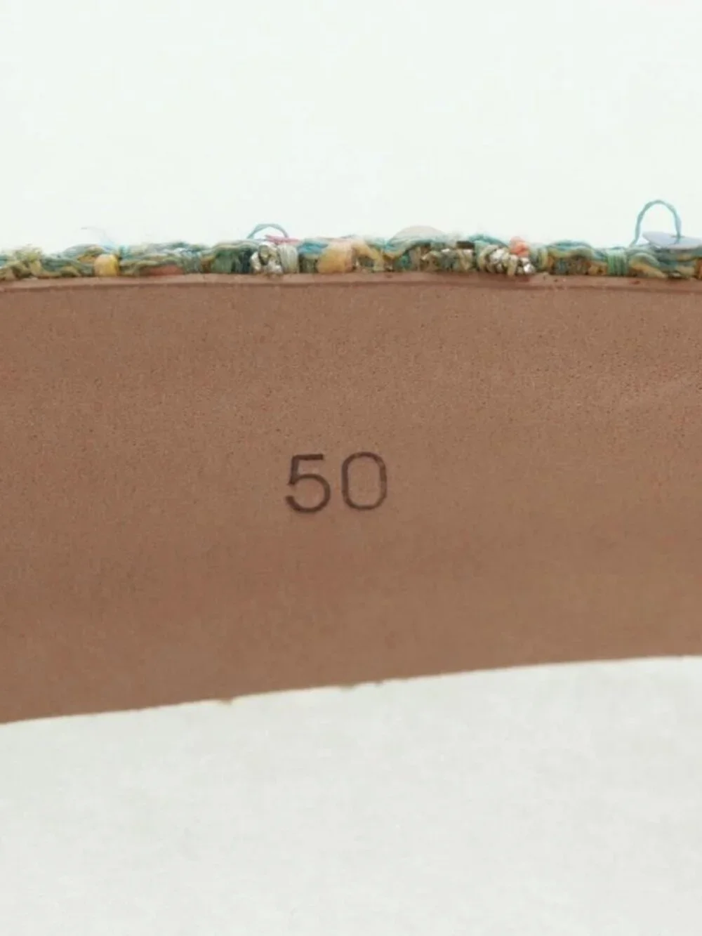 CHANEL Belt tweed Light Blue CC Auth 156372V